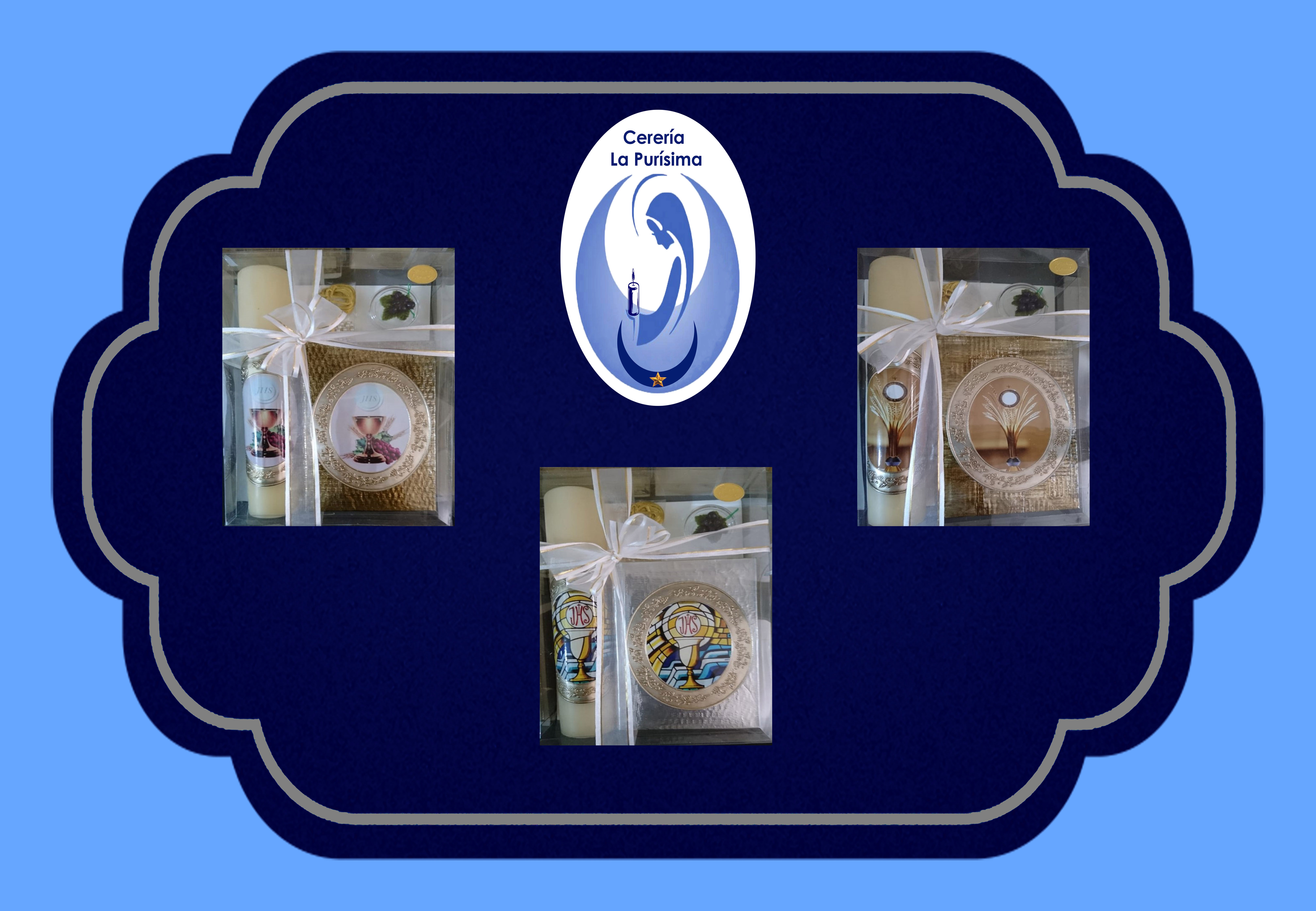 Estuches con Cirios y Biblia para Primera Comunión