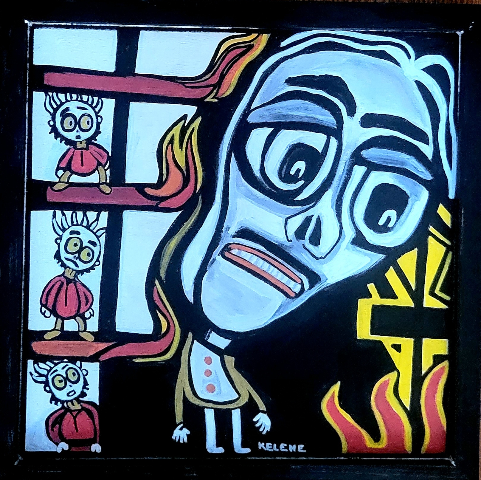 Title HOT 11 x11 acrylic on wood $100.00