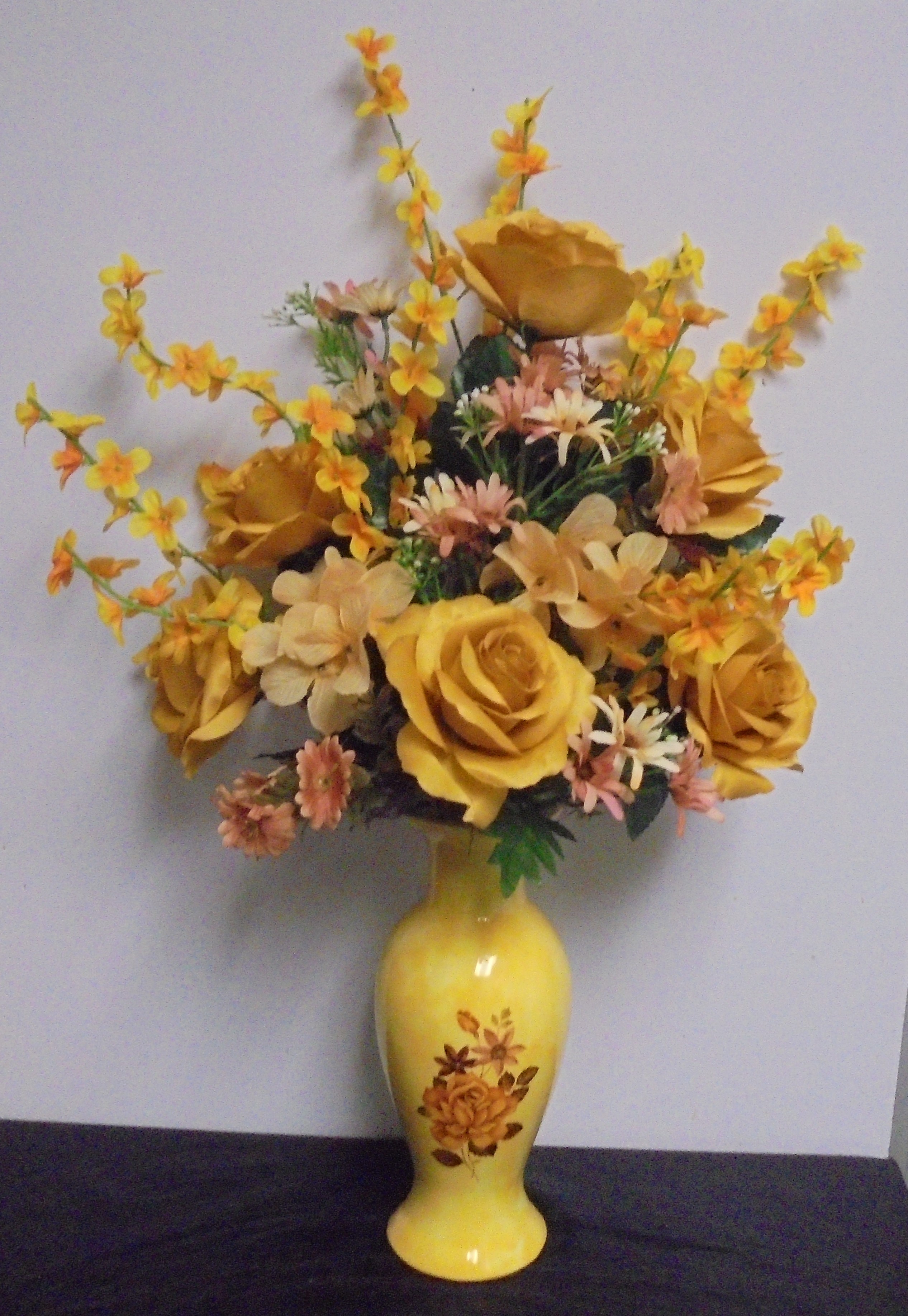 (41) "Silk" Vase Arrangement
(Golden Yellow  Mix)
$55.00