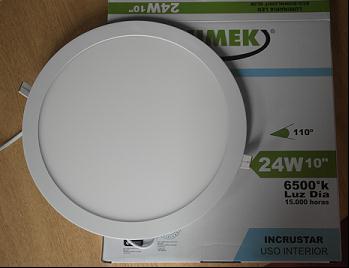 Panel LED SLIM 24W 10" /85-265V 
6500K - Redondo Incrustar Lumek  
Código 15009