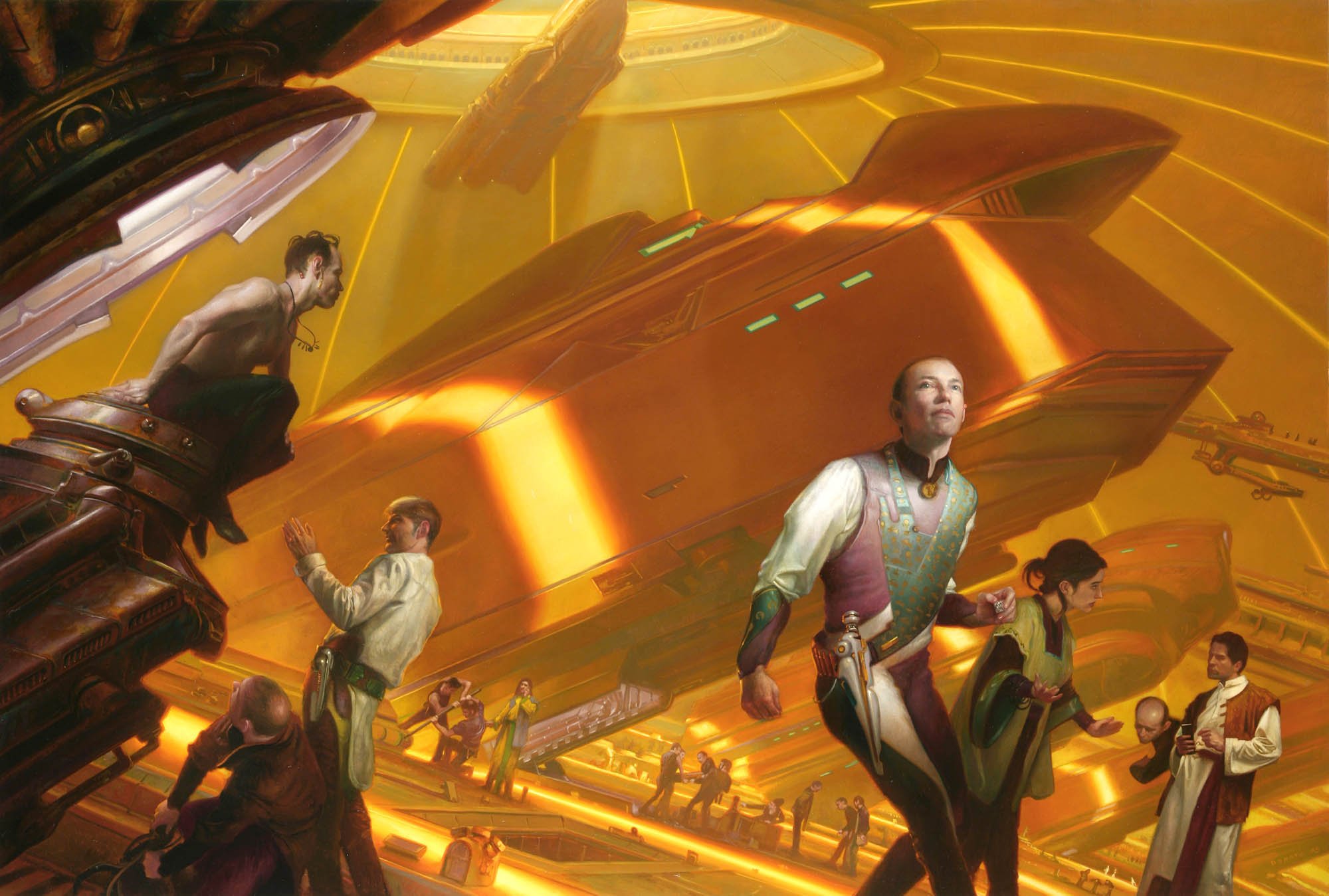 Balance of Trade
22" x 36" Oil on Panel 2003 
cover art for the novel by Sharon Lee and Steve Miller
collection of Edie Stern and Joe Siclari