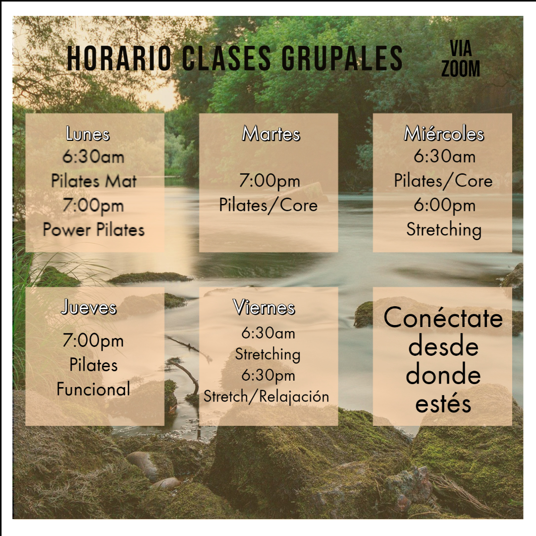 Horario clases pilates y stretching virtual