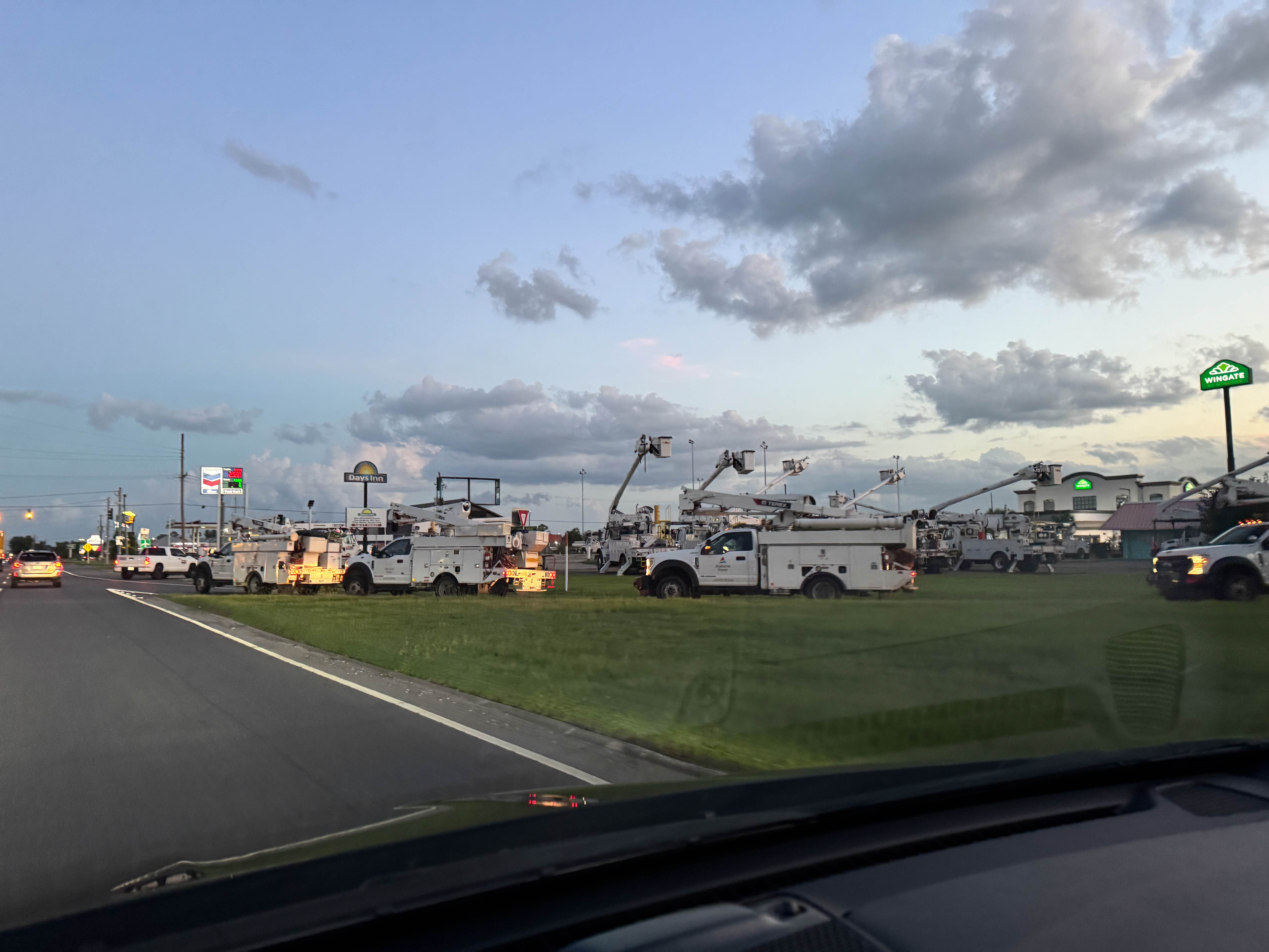 We shared the highway with hundreds of utility trucks on their way to help out in Houston