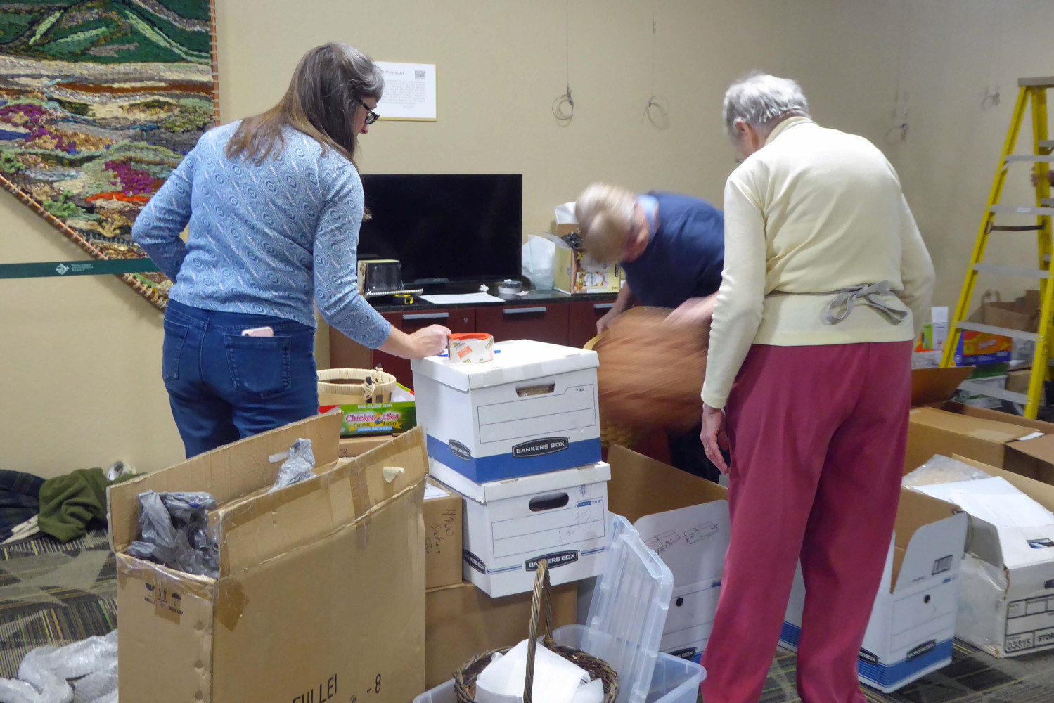 Setting up the exhibit