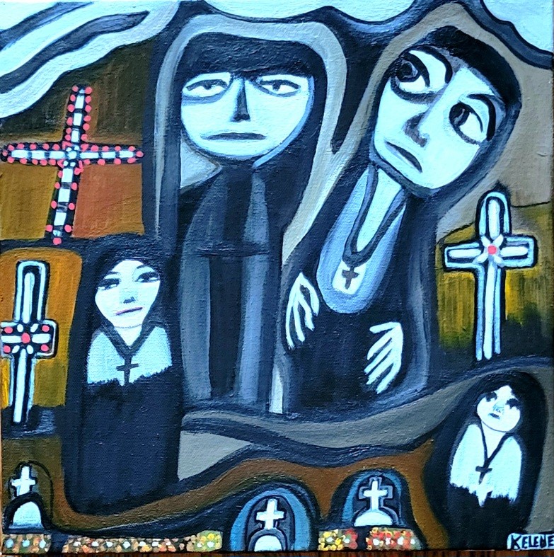 Title Spirits within 12 x 16 acrylic on canvas Kelene $225.00