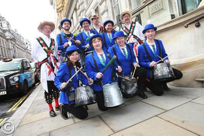 Tony, Simon and Brian with the Olympic drumers 