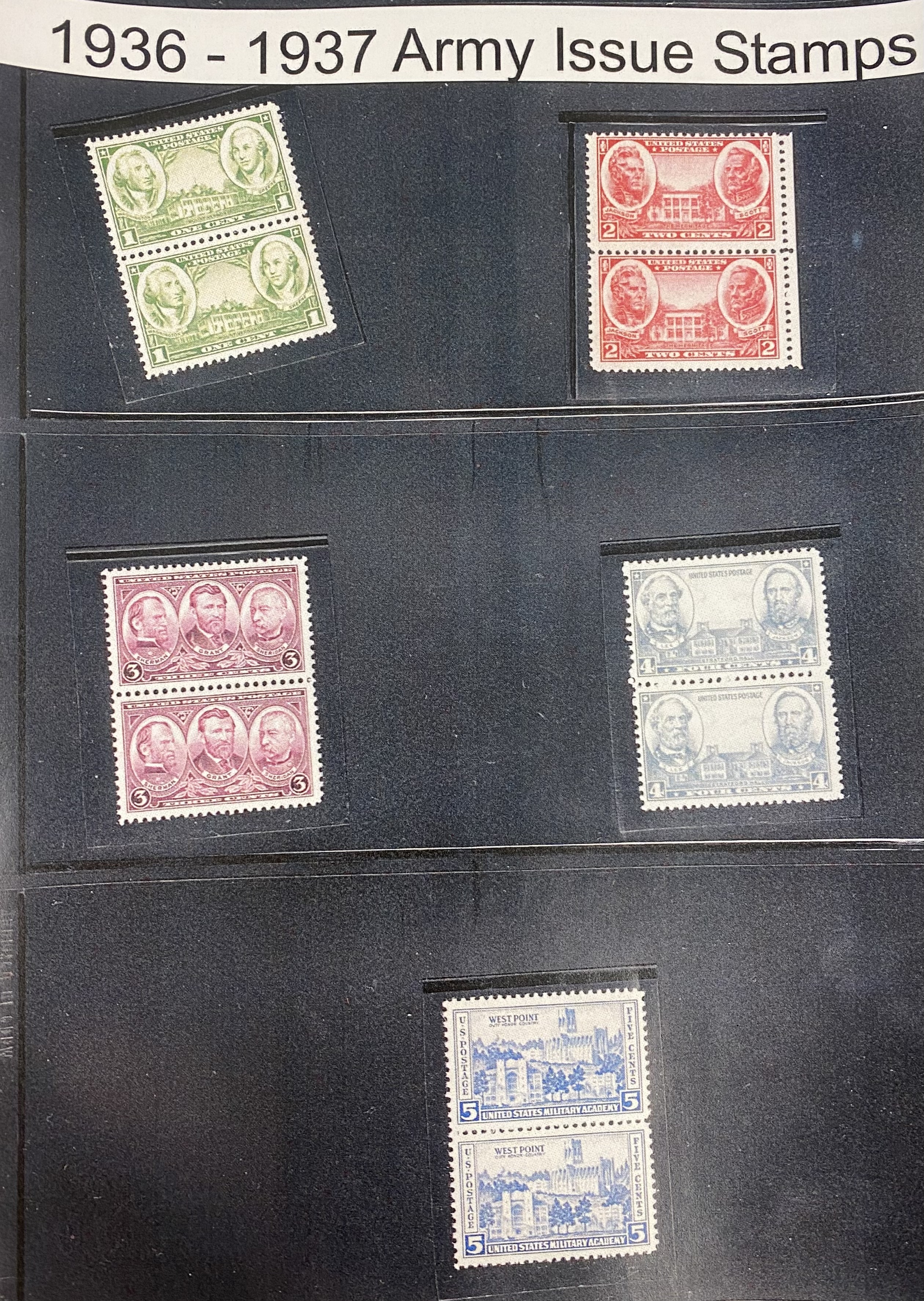1936-1937 Army Issue Stamps