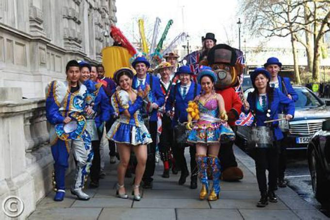 Simon and Brian with performers at the London New Years Day

