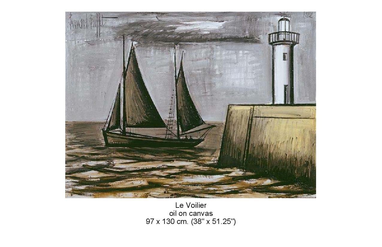 Painting of a sail boat and lighthouse. - Le Voilier