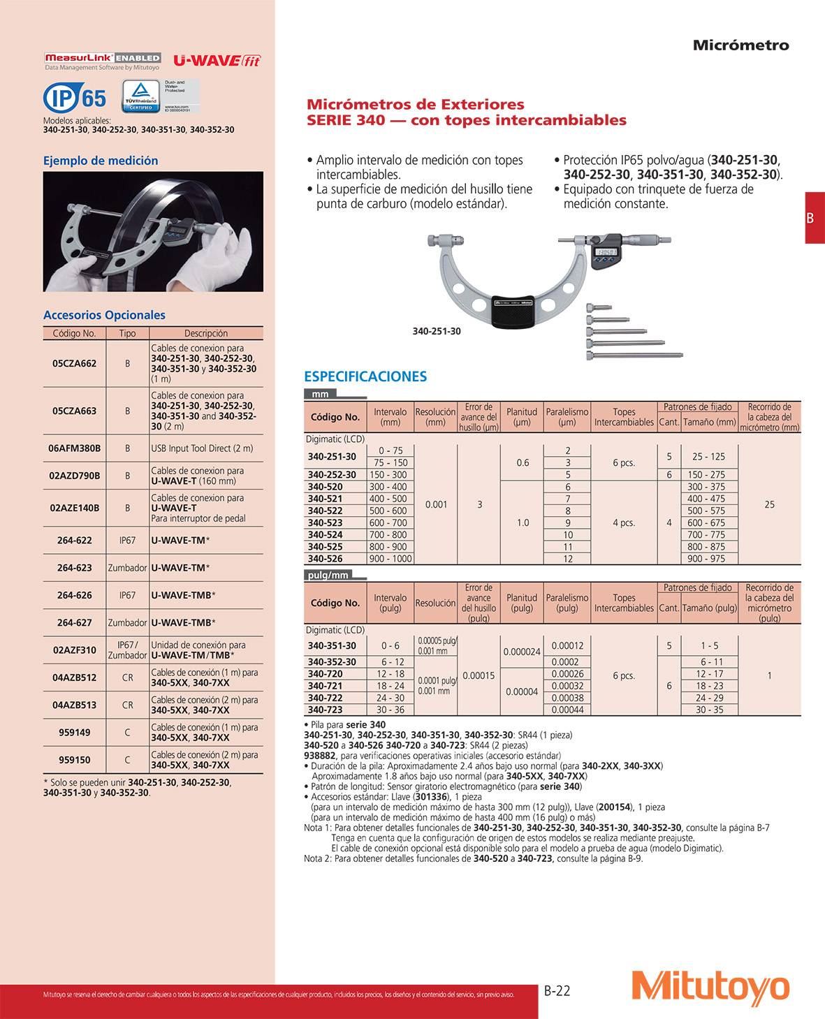 Micrómetros con topes intercambiables

