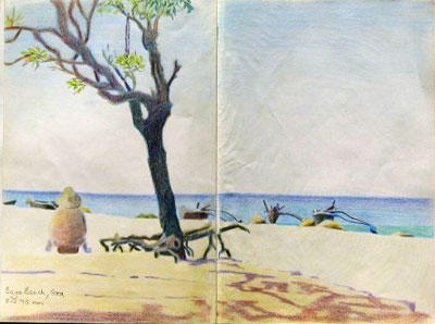 Contemplating Baga Beach (Coloured Pencil)