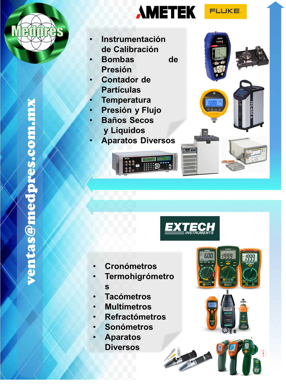 instrumentos de calibración, bombas de presion, contador de particulas.baño seco. cronometros, refractometros  