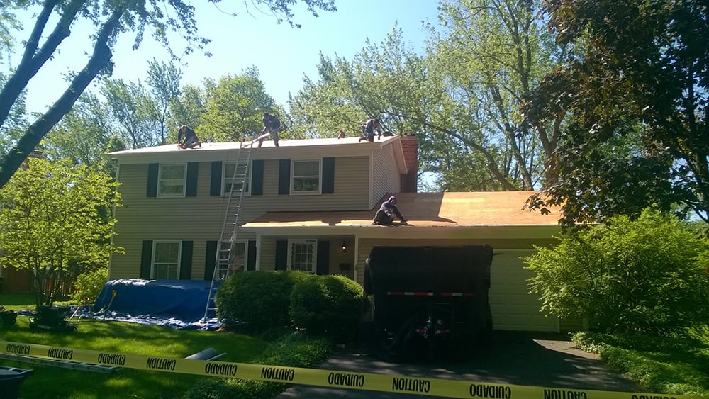 Naperville roof during tear off