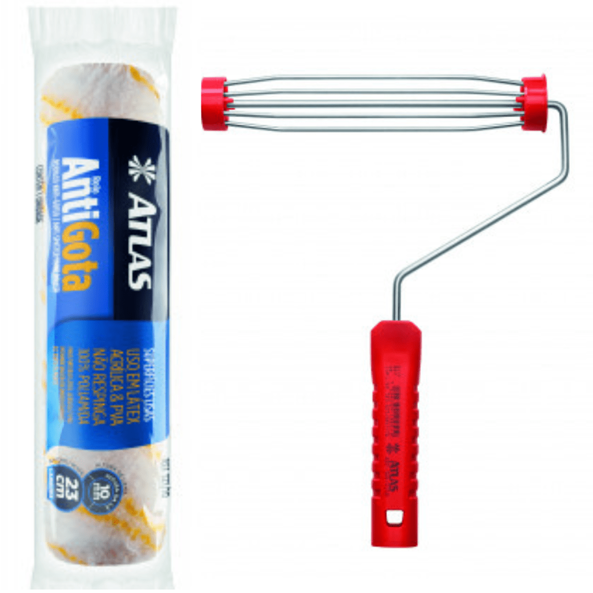 ROLO DE LÃ ANTI GOTA
PELO BAIXO 23CM ATLAS
COM GARFO GAIOLA
