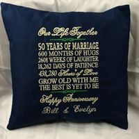 Embroidered Anniversary Pillow