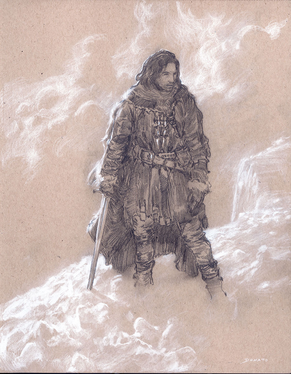The Wall - Jon Snow
14" x 11"  Watercolor and chalk on toned paper
private collection
