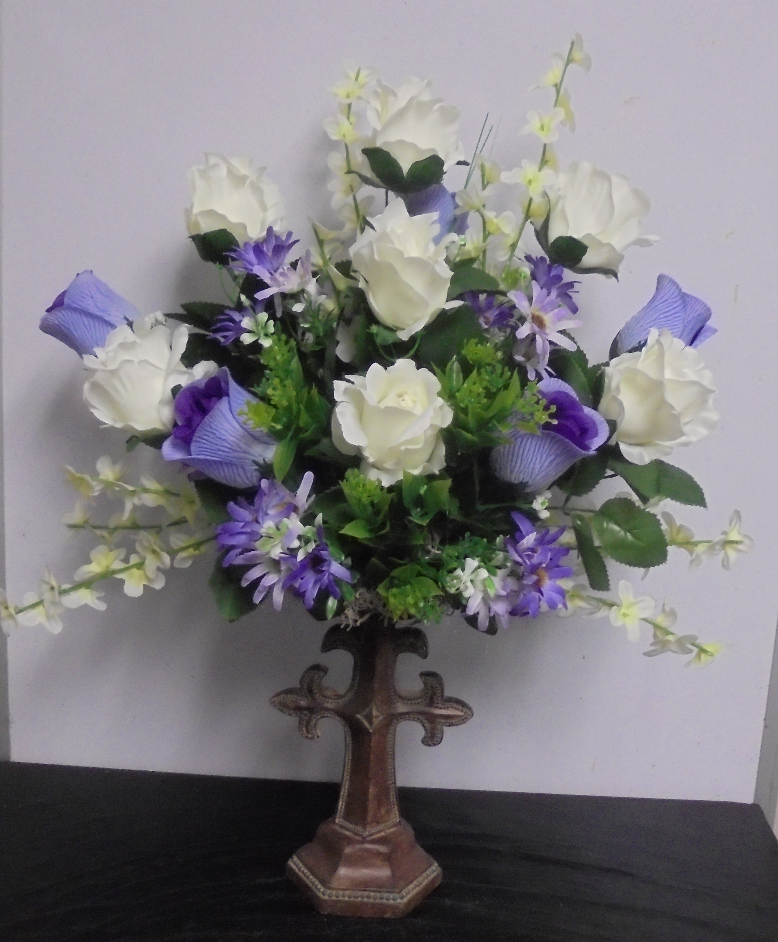 (36) "Silk" Cross Arrangement
(Purple & White)
$50.00