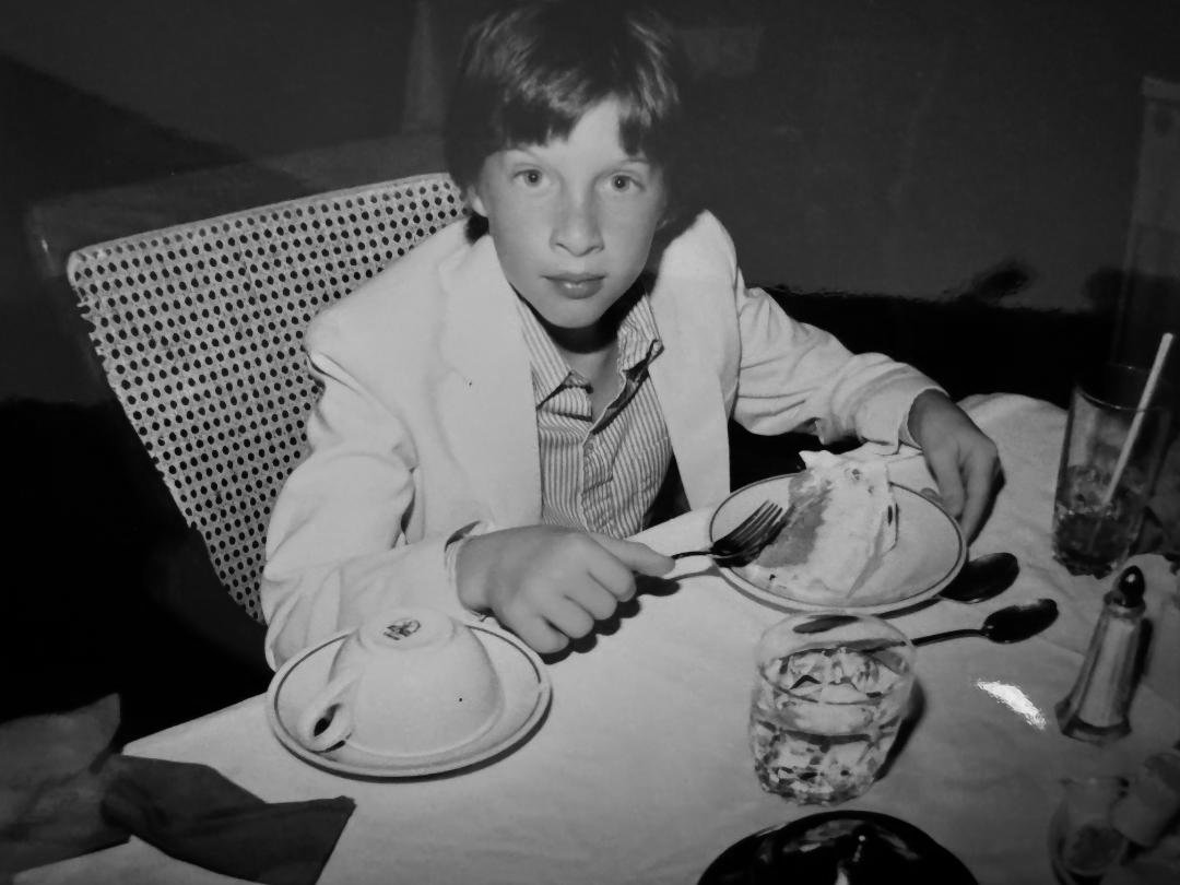 Young Jason Sherman Eating Dessert