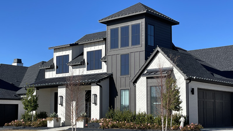 A large gray and white home