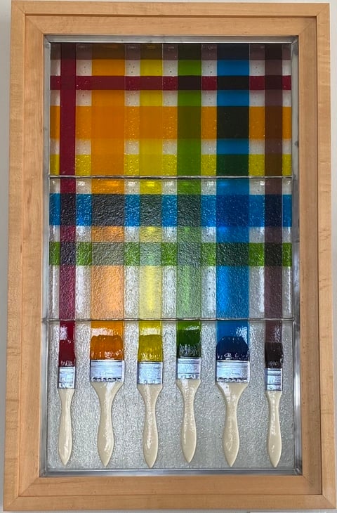 Plaid
Enamel on Fused and Molded Glass
18” x 28.5” 
$650.
