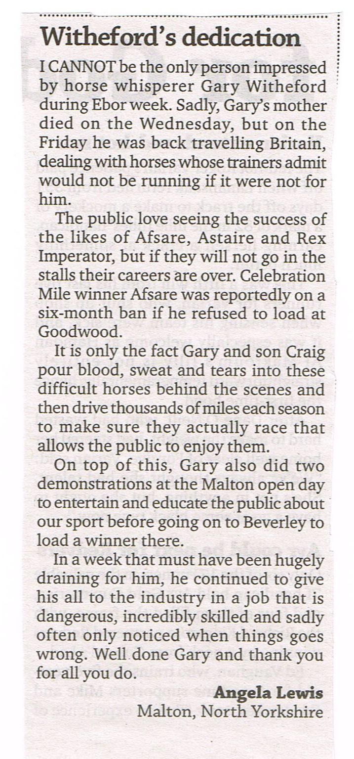 August 2014 - Racing Post Letters