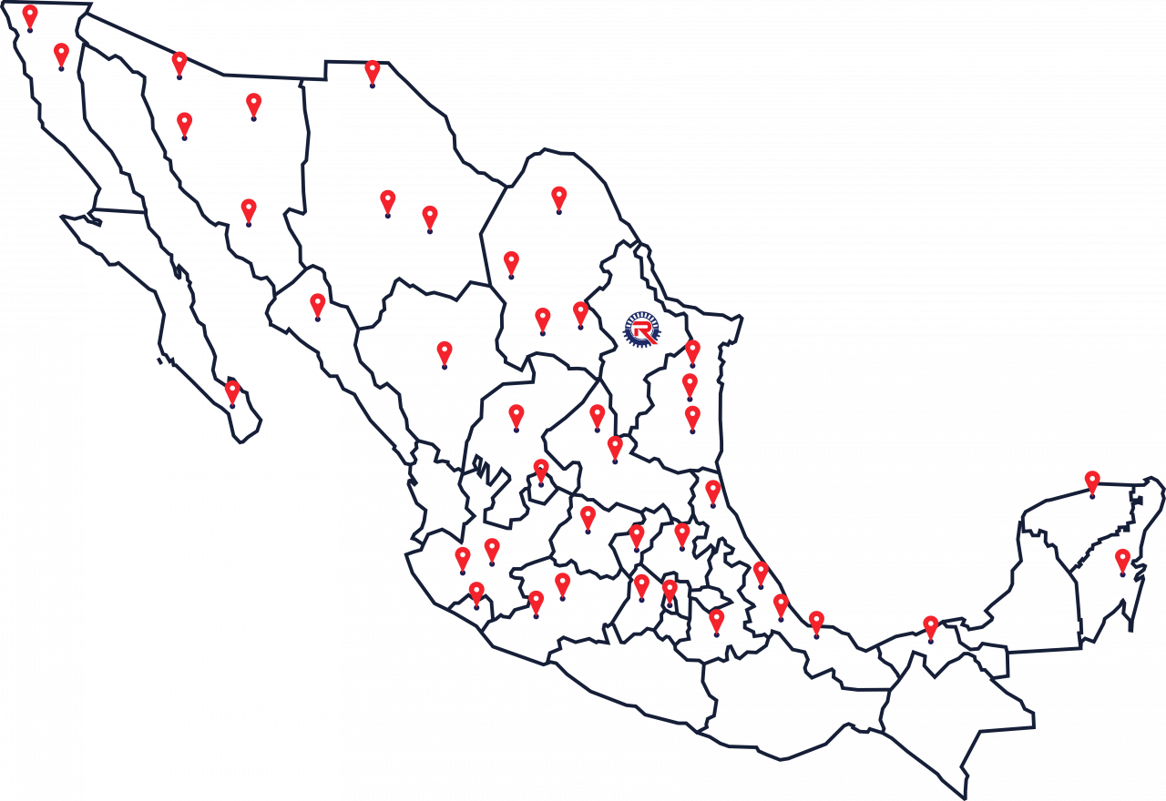 Matriz Monterrey
Av. Nogalar Sur 107,
Col. Cuauhtémoc 66450
San Nicolás de los Garza, N.L.
Tel.: (81) 8158.9500
ventas@ryasa.com.mx Matriz Monterrey
Av. Nogalar Sur 107,
Col. Cuauhtémoc 66450
San Nicolás de los Garza, N.L.
Tel.: (81) 8158.9500
ventas@ryasa.com.mx