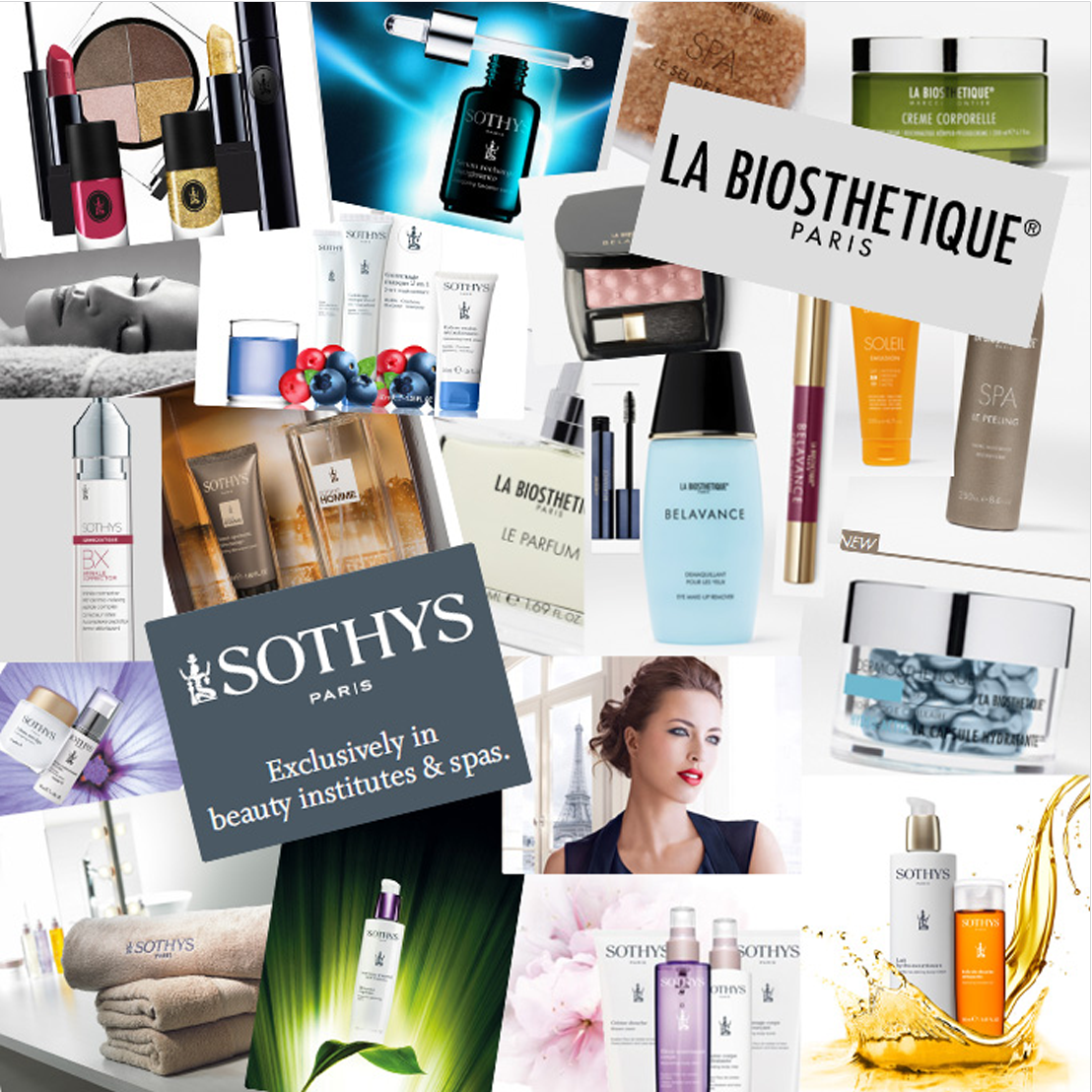 Collage of La Biosthetic Paris and Sothys Paris Products