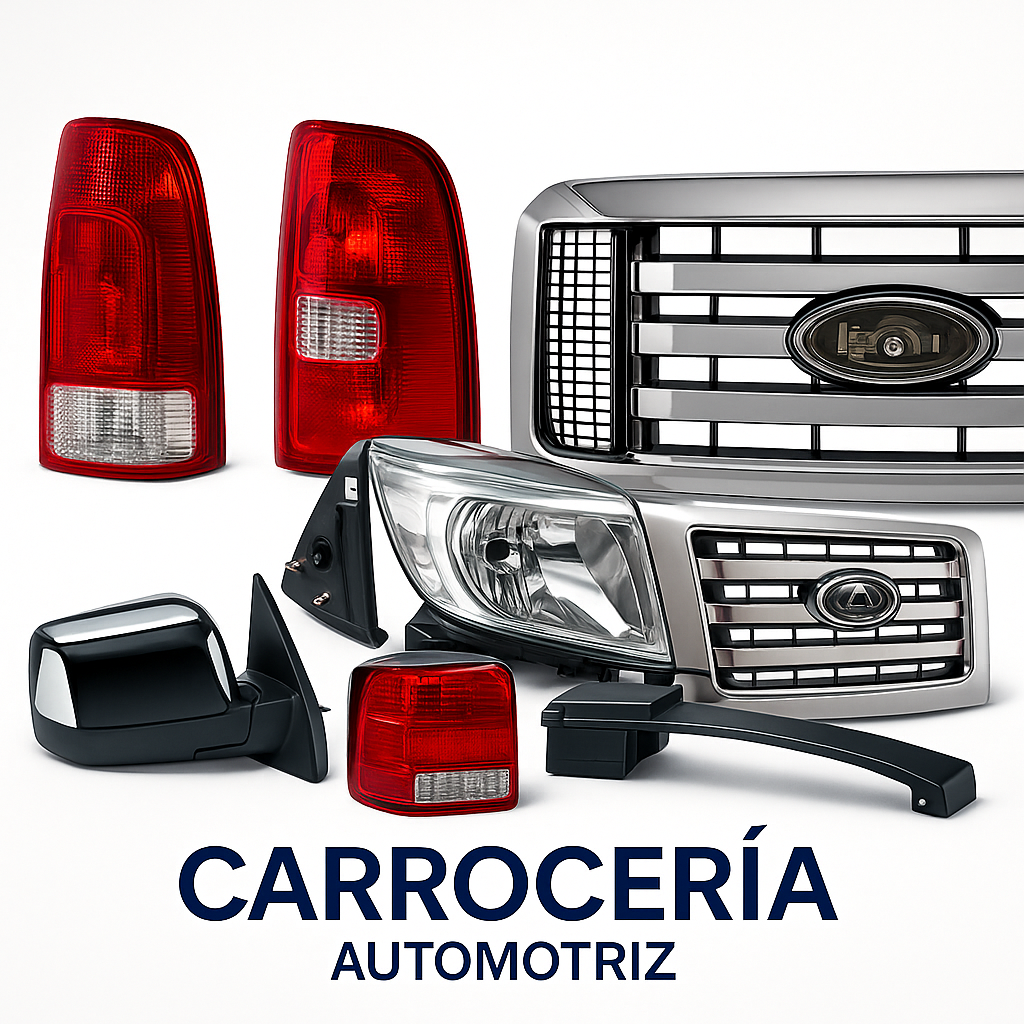 Repuestos de carrocería automotriz: faros, calaveras, parrillas, espejo lateral y manija para vehículos