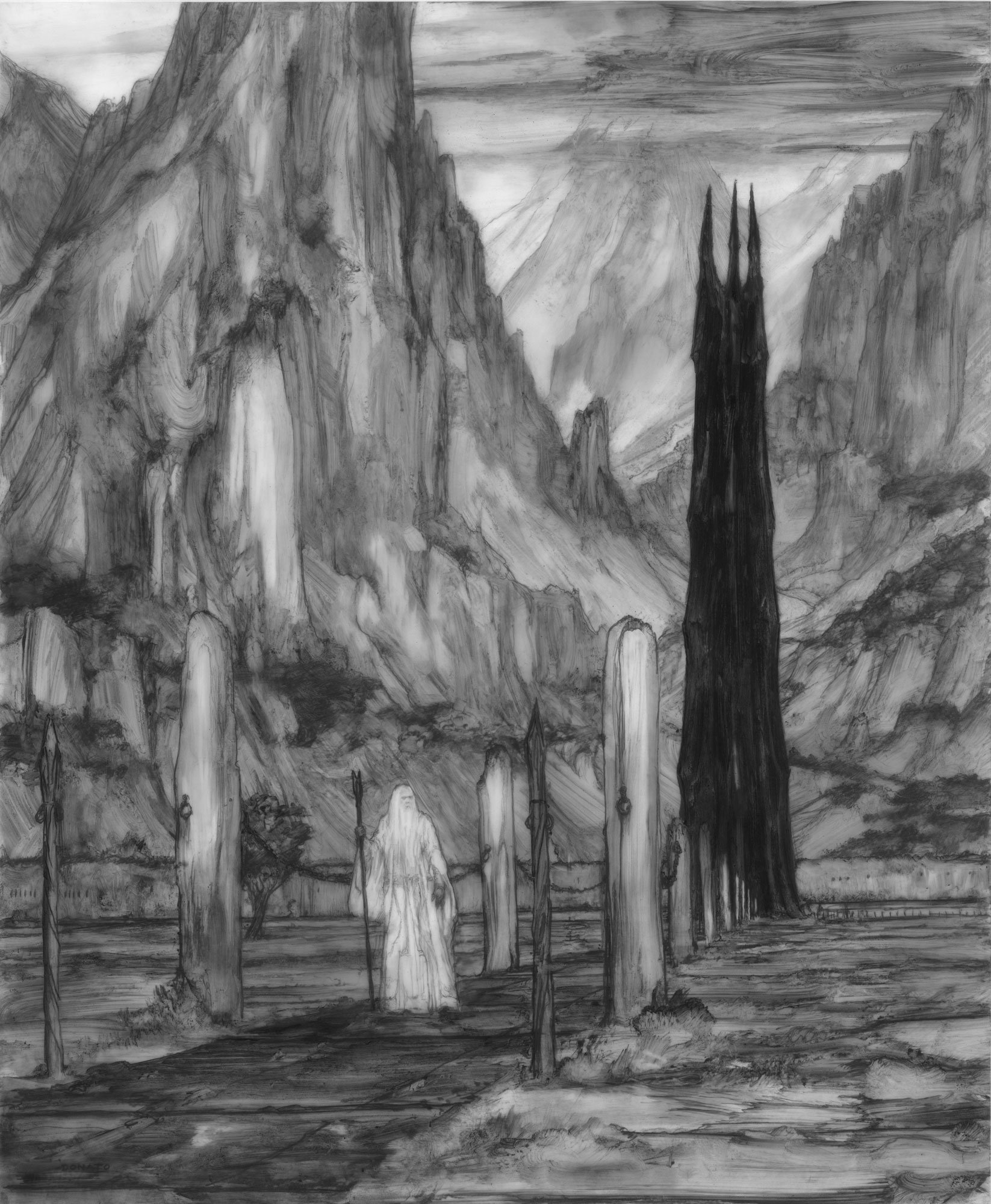 Saruman at Isengard
17" x 14" graphite pencil and paint 2019
private collection