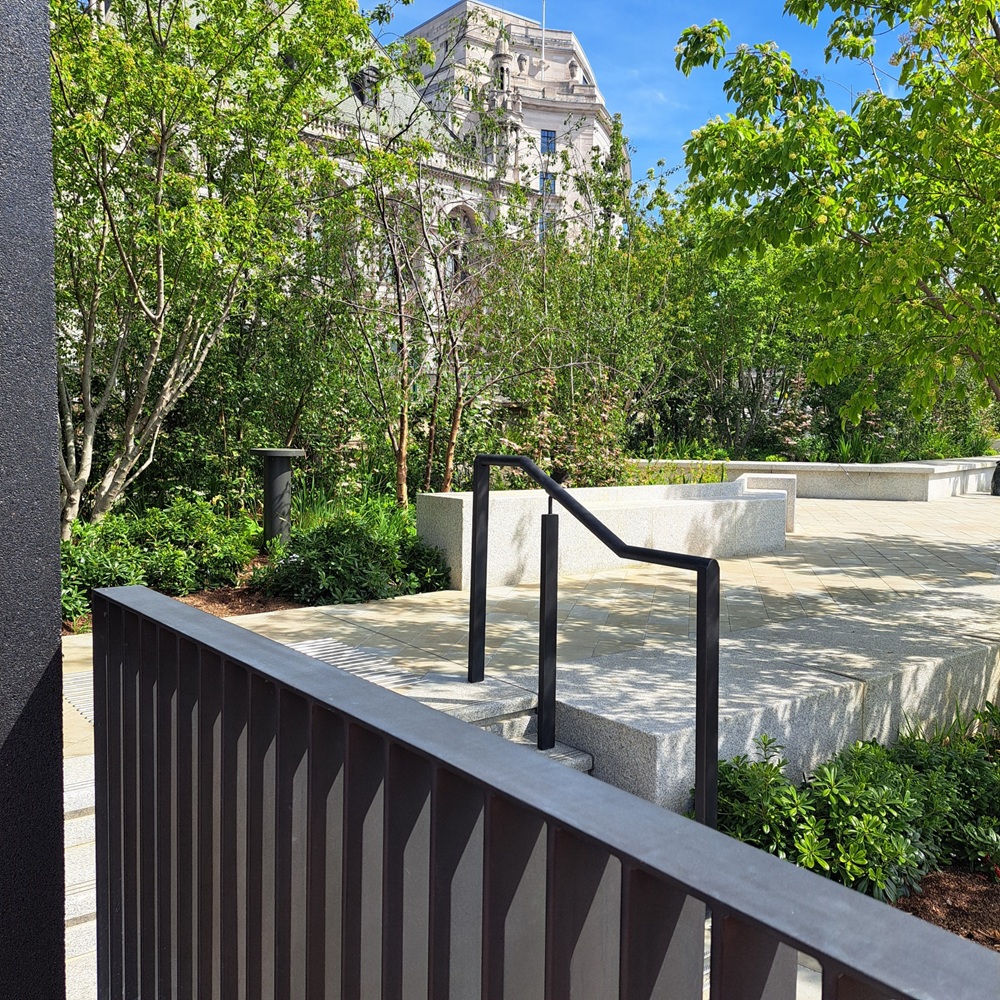 Metal coating in bronze at Blackfriars Embankment. Thames Tideway.