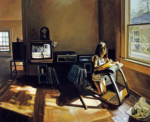 Painting of a girl in a living room