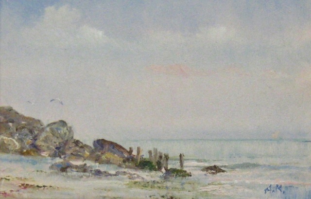 Hazy Beach, 4" x 6" Oil on Panel