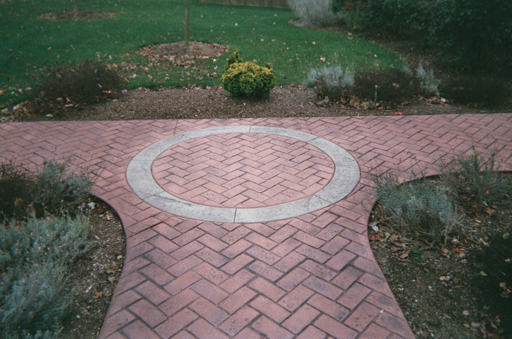 Herringbone brick walkway