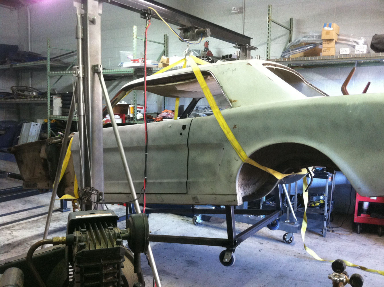 Loading car on frame table