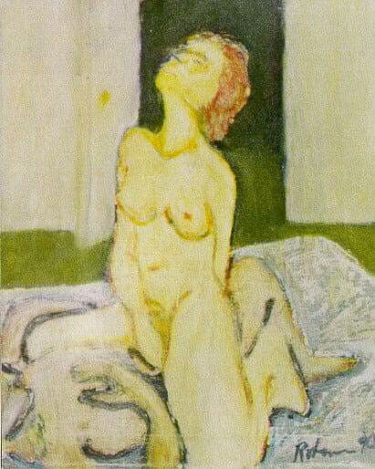 Op-034 THE OPEN DOOR 20 in x 16 in Oil on Linen 1990 artist&apos;s collection