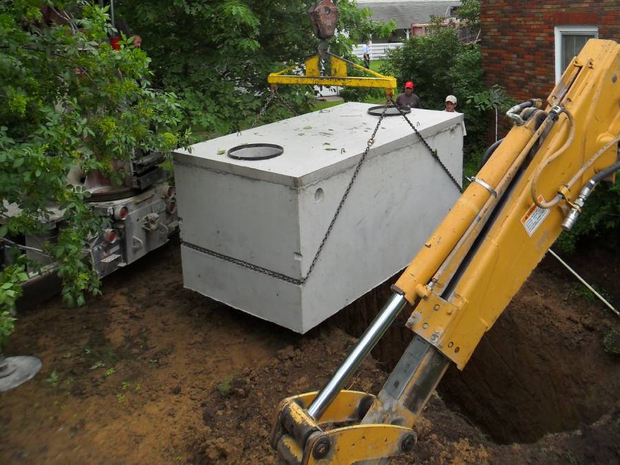Concrete drainage pipe near the construction industry Concrete drainage pipe near the construction industry