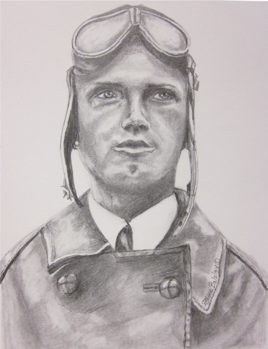 Lindbergh, The Lone Eagle  Graphite on Paper  Donated to the USAF Art Program