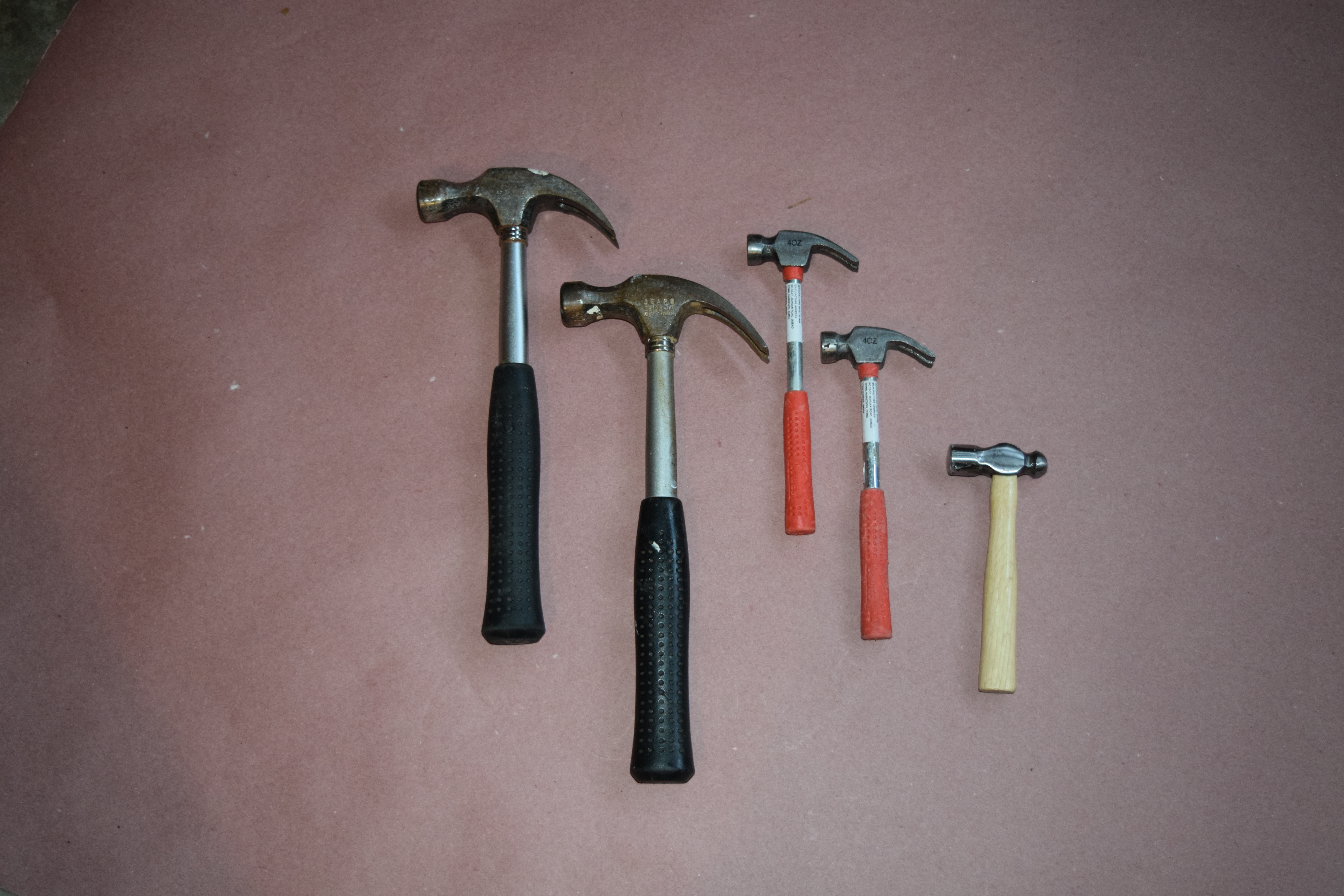 Hammers (x2 16oz, x2 4oz, x1 small Ball-peen)