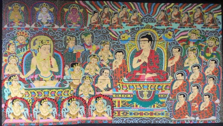 ABCDE, incense burnt rice paper, 82.5X162 cm