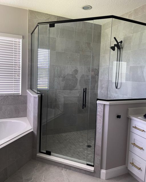 Custom 3/8" frameless enclosure, black metal