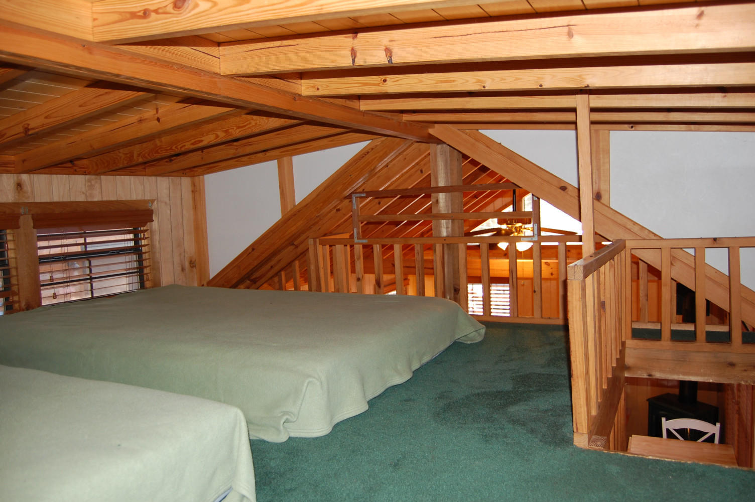  upstairs loft of one bedroom 
cabin for extra sleeping
