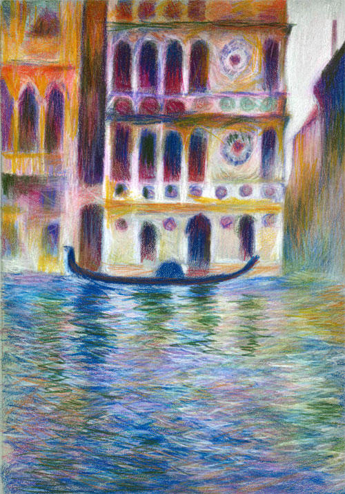 Palazzo Dario #2 - after Monet (Coloured Pencil on Colourfix 8.25" x 11.75")
