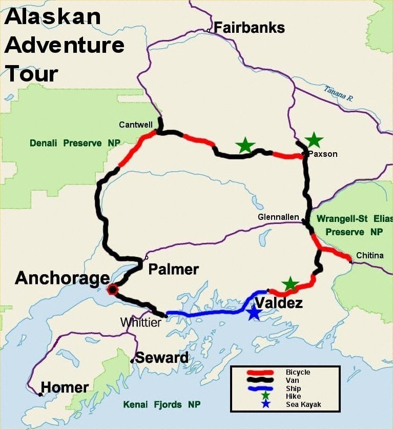 Alaskan Adventure Tour Map