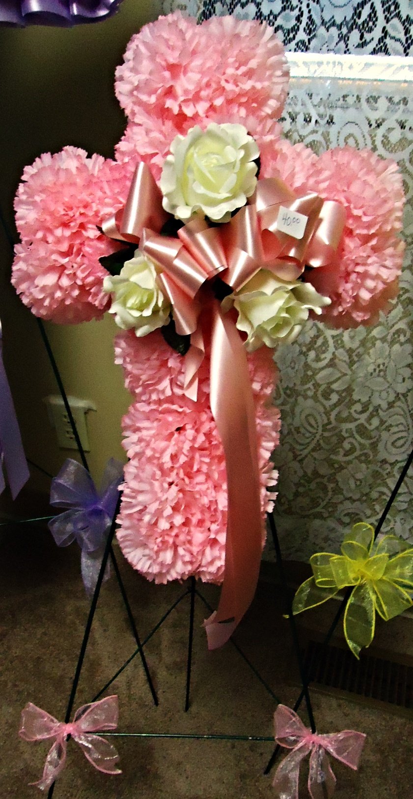 &quot;Small&quot; Silk Cross
   On Stand
  (Colors May Vary)
    $40.00