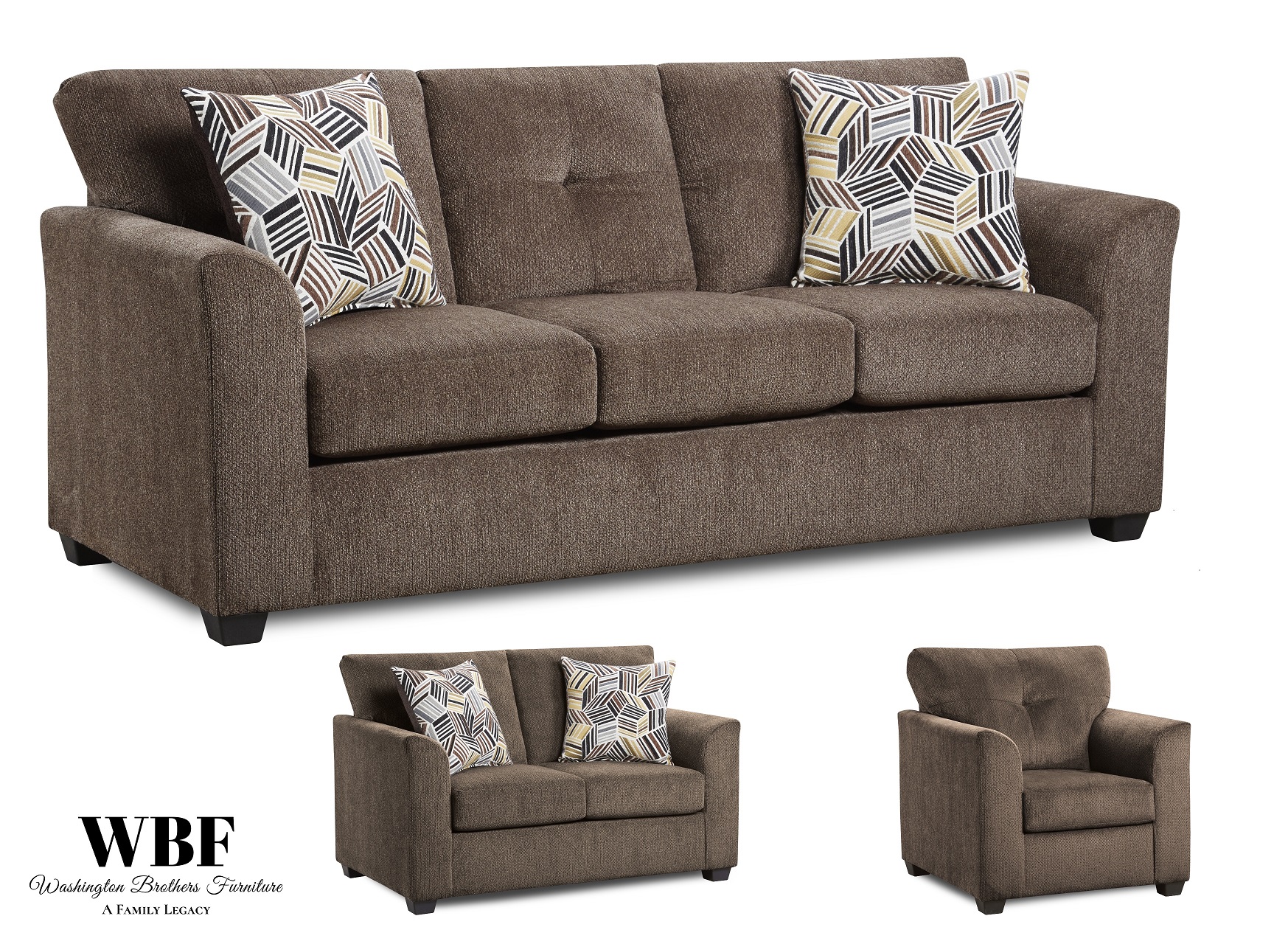 3000 Kennedy Sofa, Loveseat, 
Chair in Chocolate