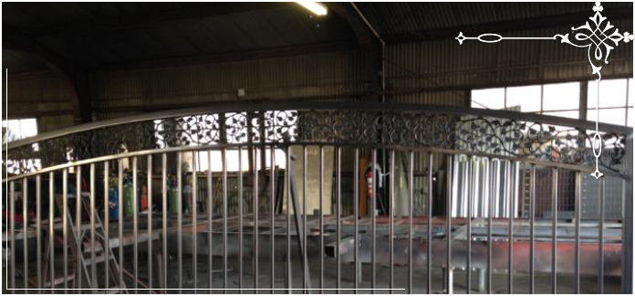 Iron fence in the workshop during its production.