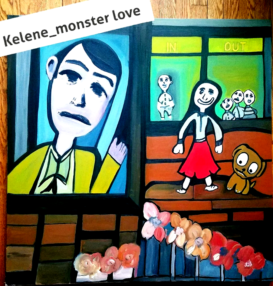 Title: In or Out 2021. 36 x 36. Acrylic on canvas. Artwork copyrighted . $400.00