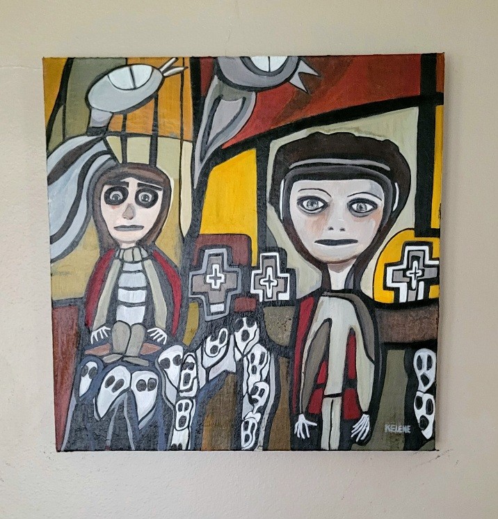 Title Above and Under. 24 x 24 acrylic on canvas. Kelene 2025 $350.00