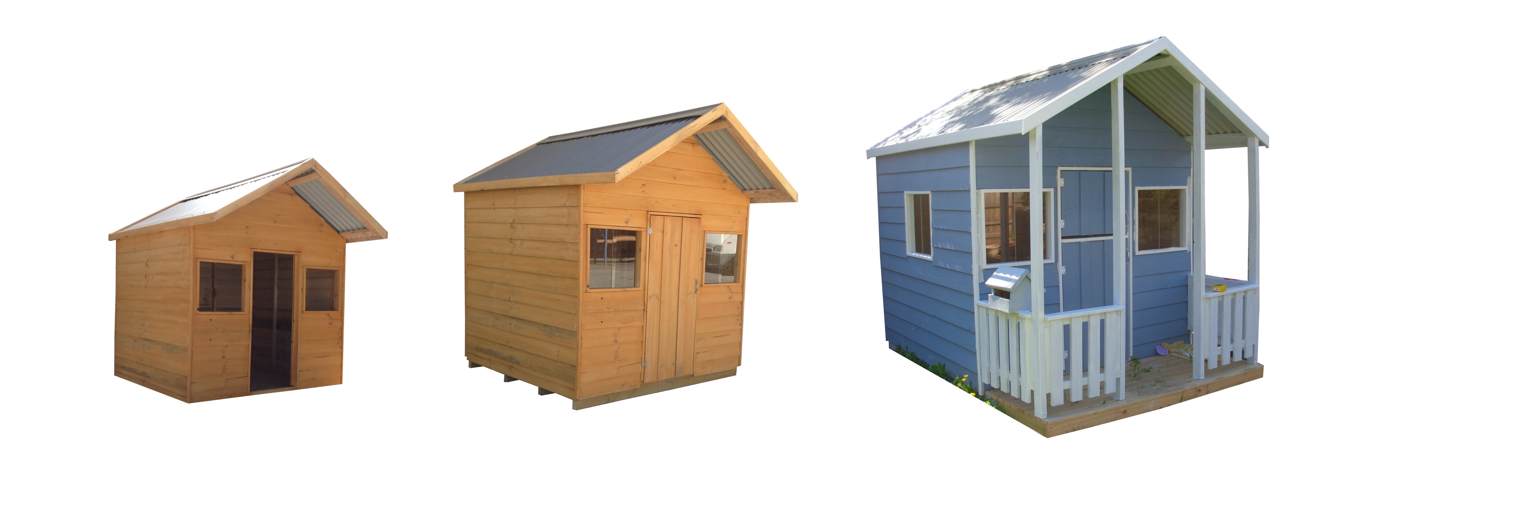 shown here as the base model, with doors and windows, and with verandah and accessories