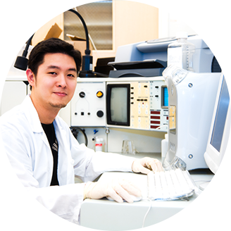 Scientist Working on a Computer in a  Laboratory